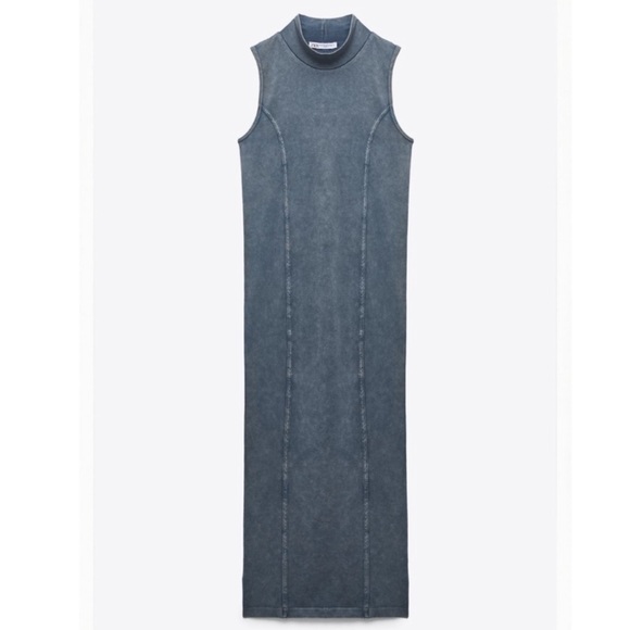 Zara NWT Seamless Washed Effect Denim Dress size M-L - Picture 2 of 4